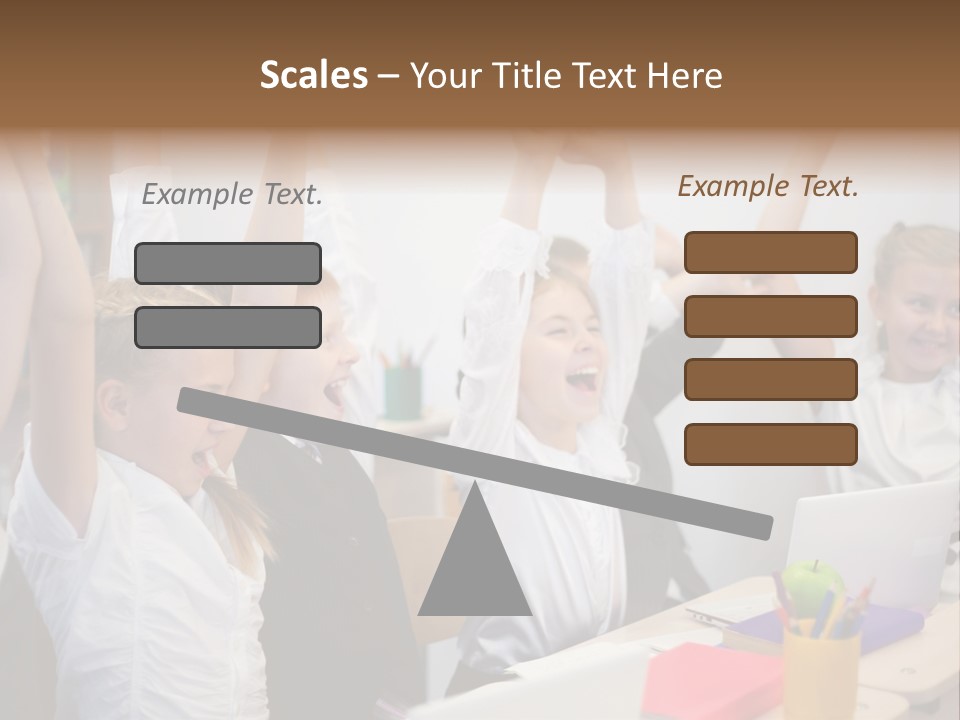 A Group Of Children Raising Their Hands In The Air PowerPoint Template