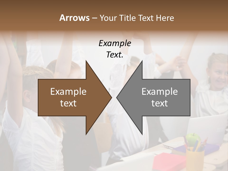 A Group Of Children Raising Their Hands In The Air PowerPoint Template