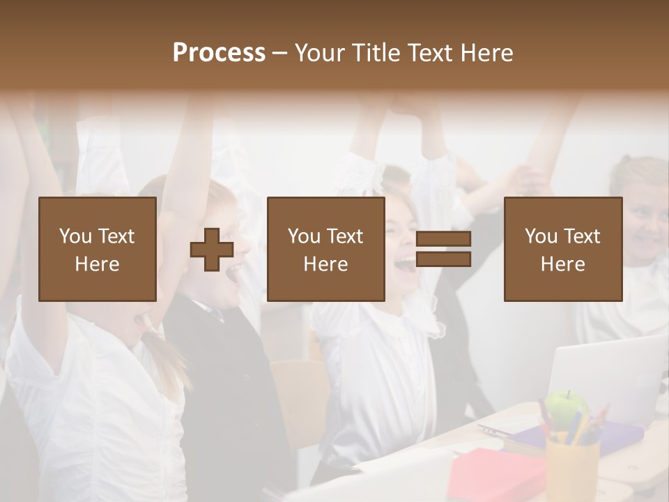 A Group Of Children Raising Their Hands In The Air PowerPoint Template