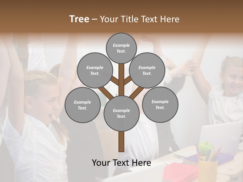 A Group Of Children Raising Their Hands In The Air PowerPoint Template