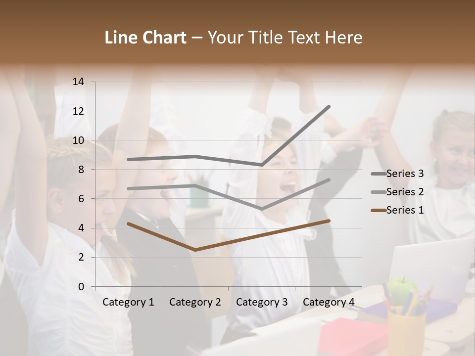 A Group Of Children Raising Their Hands In The Air PowerPoint Template