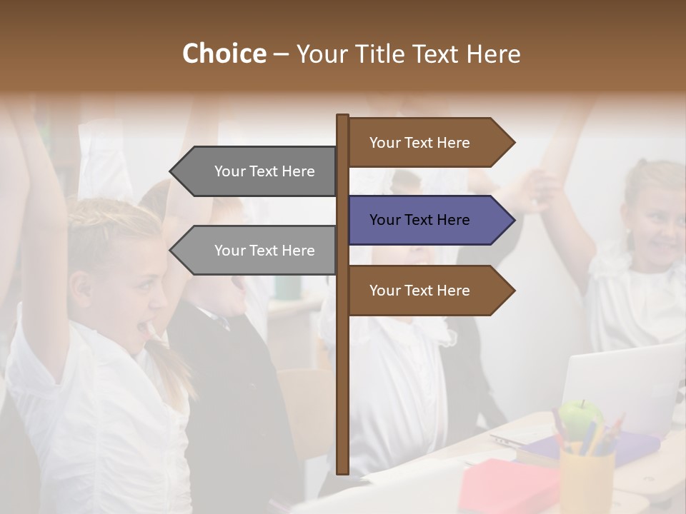 A Group Of Children Raising Their Hands In The Air PowerPoint Template