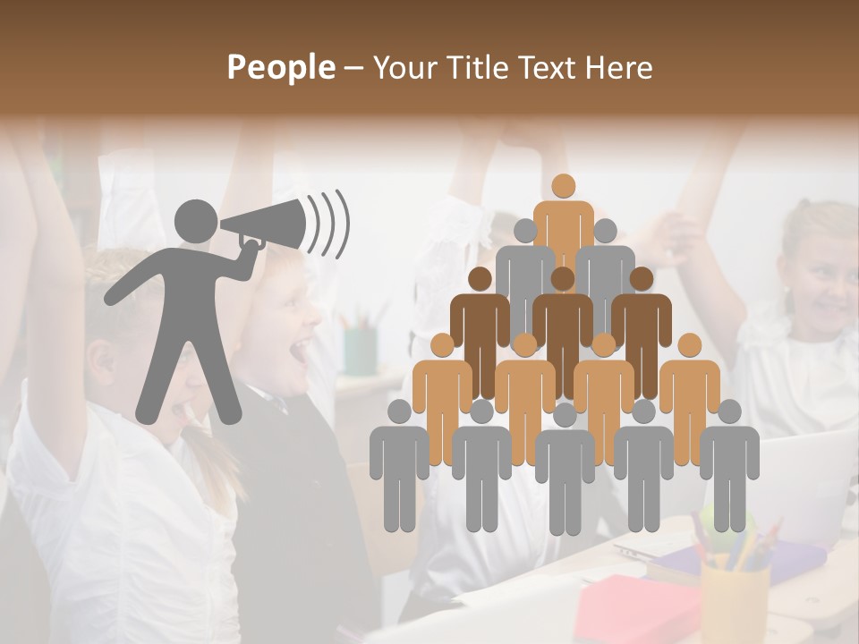 A Group Of Children Raising Their Hands In The Air PowerPoint Template