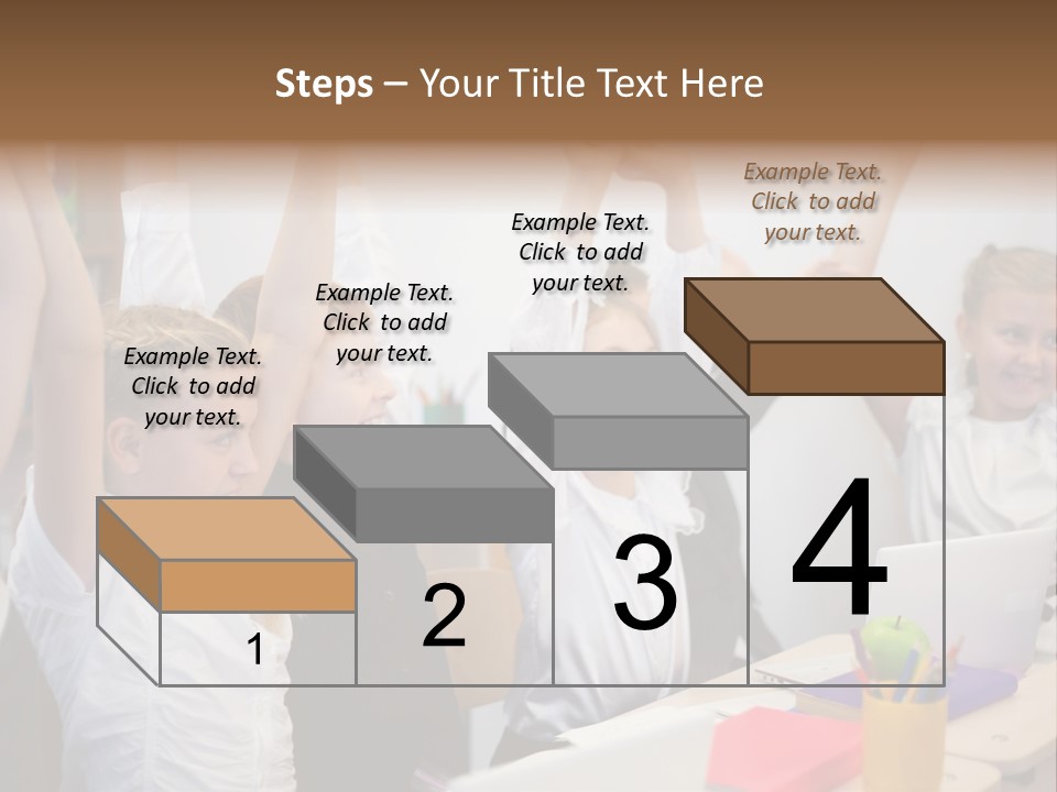 A Group Of Children Raising Their Hands In The Air PowerPoint Template