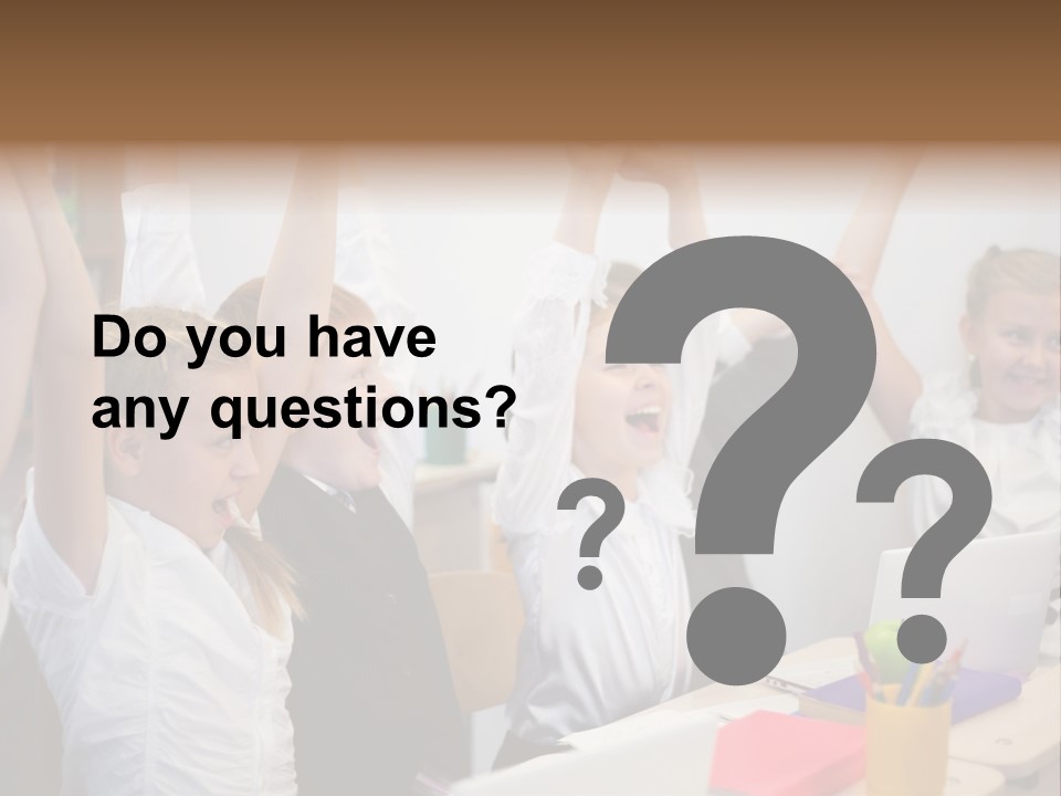 A Group Of Children Raising Their Hands In The Air PowerPoint Template