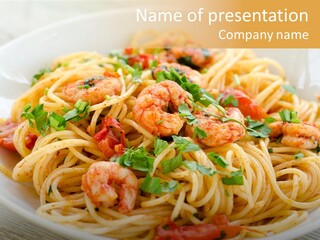 Menu Shrimp Tomato Pasta PowerPoint Template