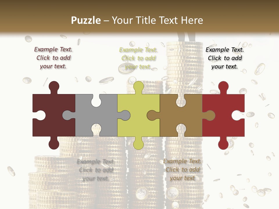 A Man Standing On Top Of A Pile Of Gold Coins PowerPoint Template