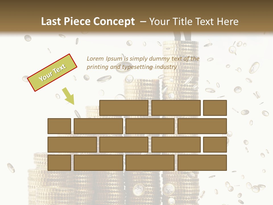 A Man Standing On Top Of A Pile Of Gold Coins PowerPoint Template