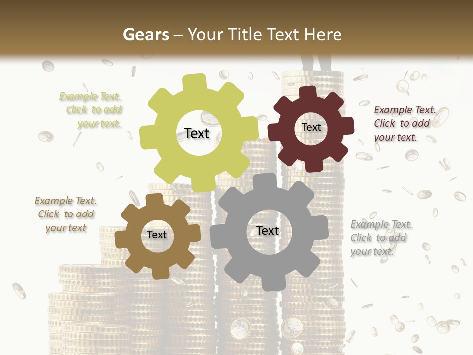 A Man Standing On Top Of A Pile Of Gold Coins PowerPoint Template