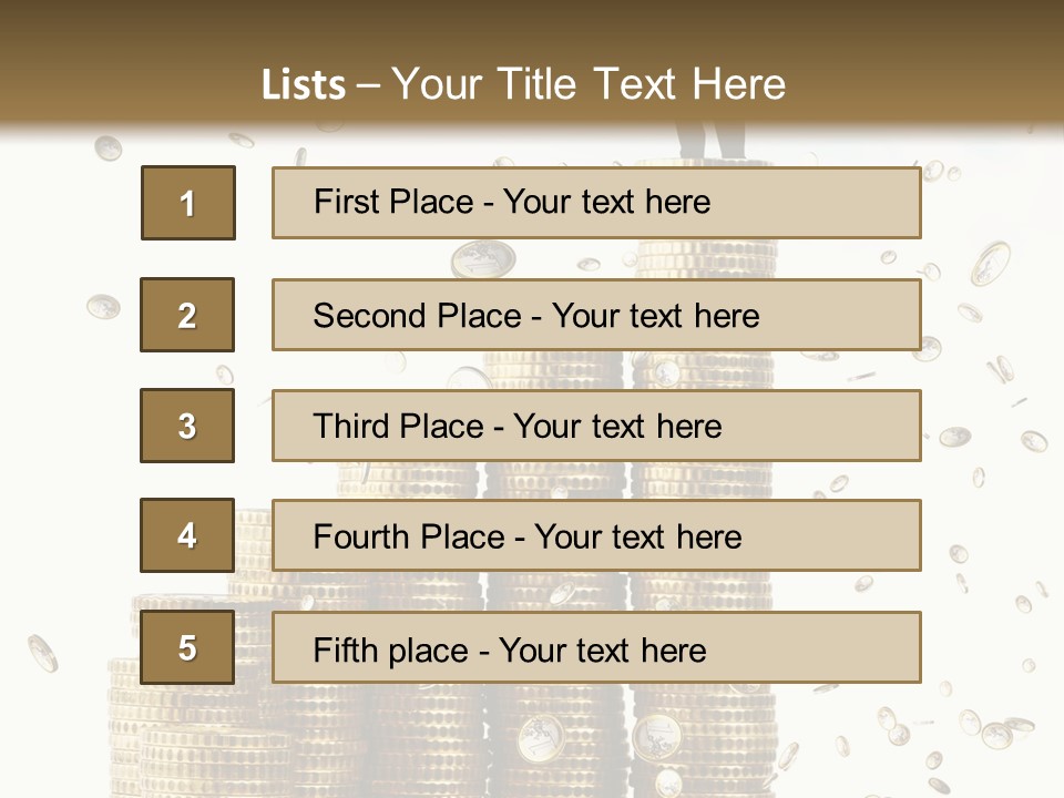 A Man Standing On Top Of A Pile Of Gold Coins PowerPoint Template