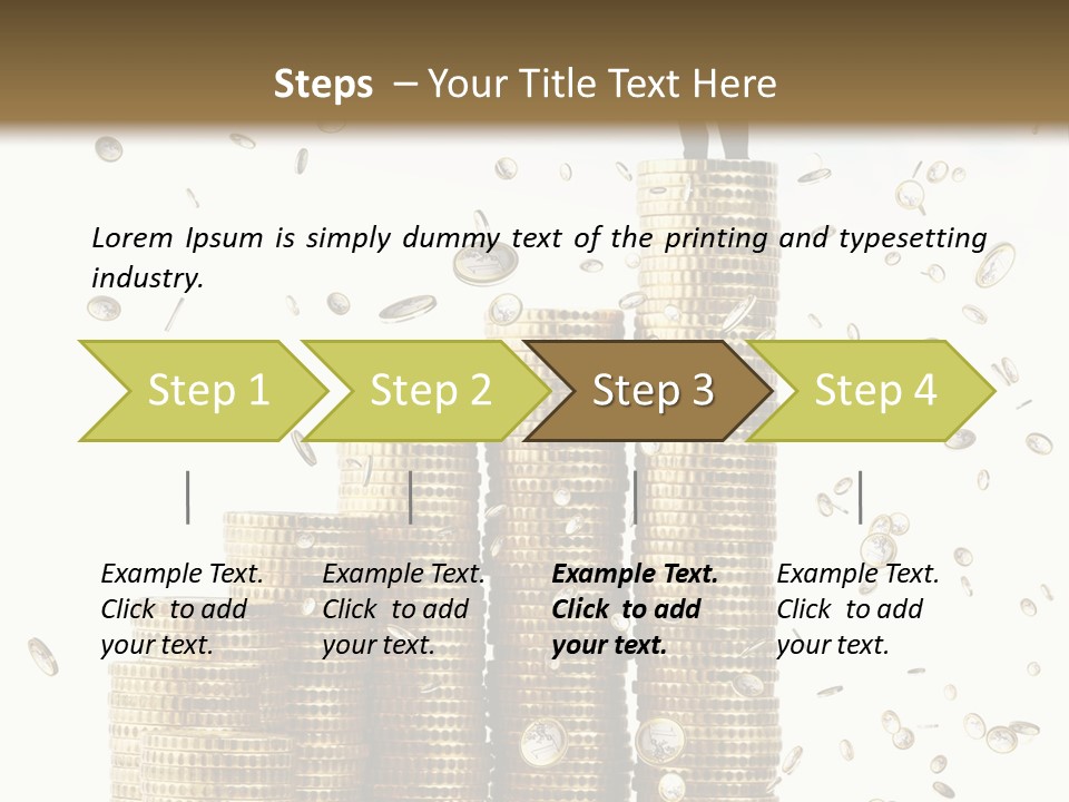A Man Standing On Top Of A Pile Of Gold Coins PowerPoint Template