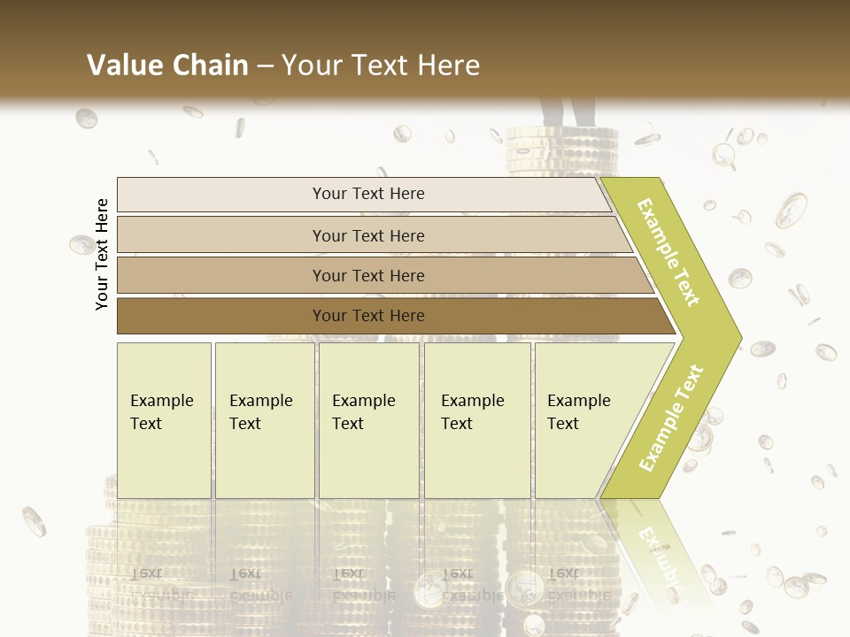 A Man Standing On Top Of A Pile Of Gold Coins PowerPoint Template