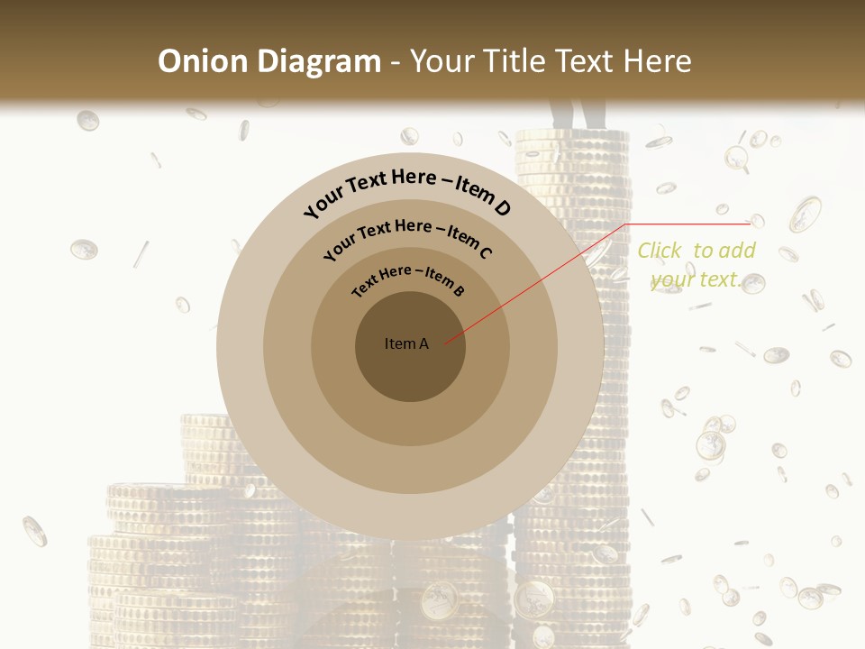 A Man Standing On Top Of A Pile Of Gold Coins PowerPoint Template