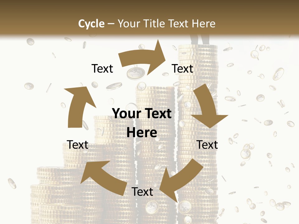 A Man Standing On Top Of A Pile Of Gold Coins PowerPoint Template