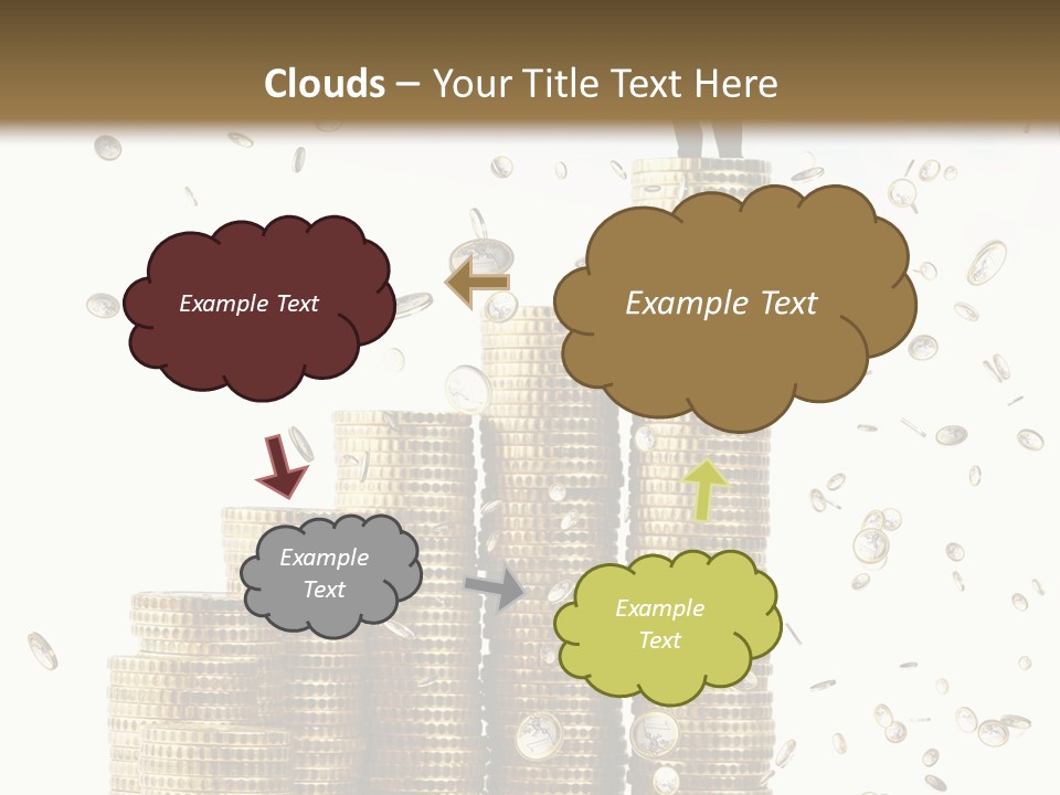 A Man Standing On Top Of A Pile Of Gold Coins PowerPoint Template