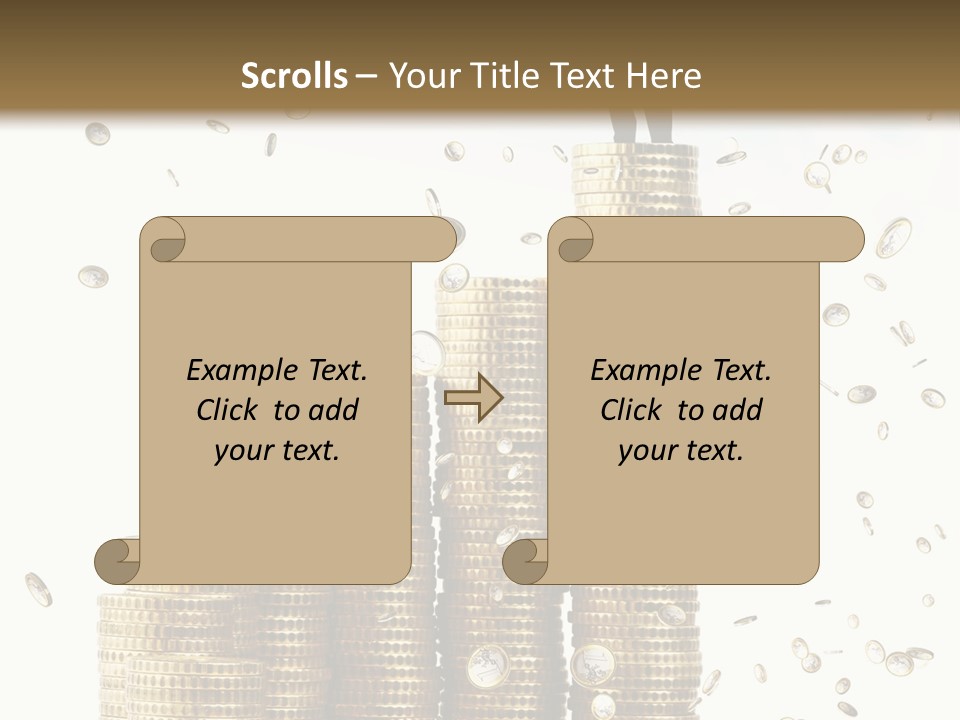 A Man Standing On Top Of A Pile Of Gold Coins PowerPoint Template