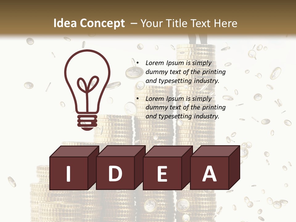 A Man Standing On Top Of A Pile Of Gold Coins PowerPoint Template