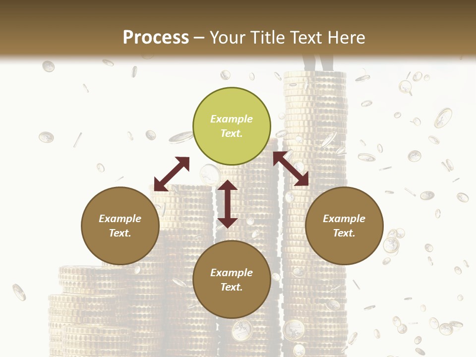 A Man Standing On Top Of A Pile Of Gold Coins PowerPoint Template