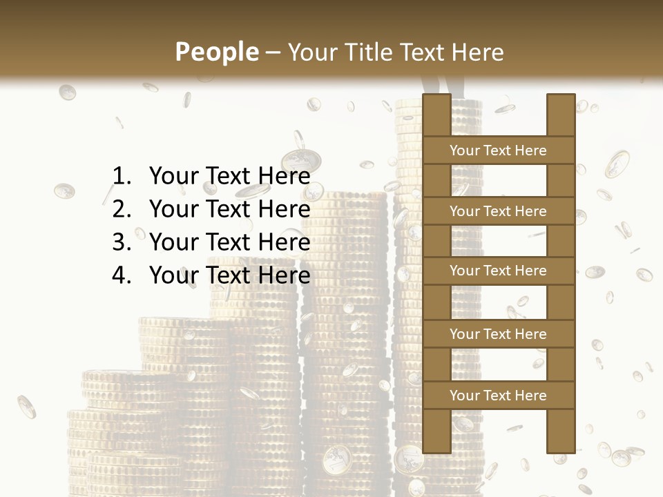 A Man Standing On Top Of A Pile Of Gold Coins PowerPoint Template