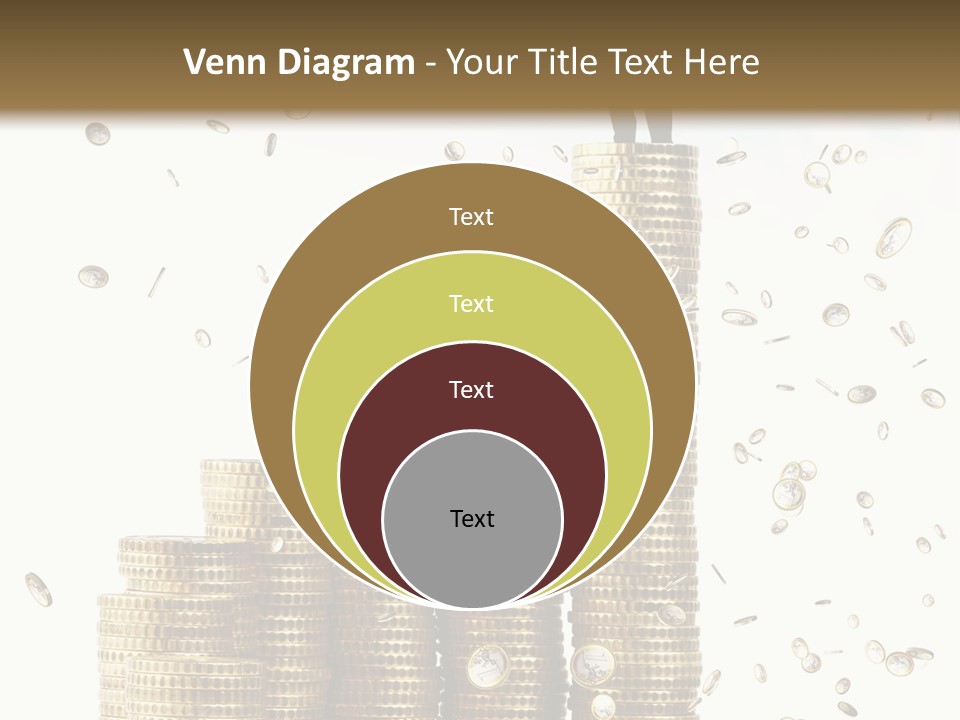 A Man Standing On Top Of A Pile Of Gold Coins PowerPoint Template