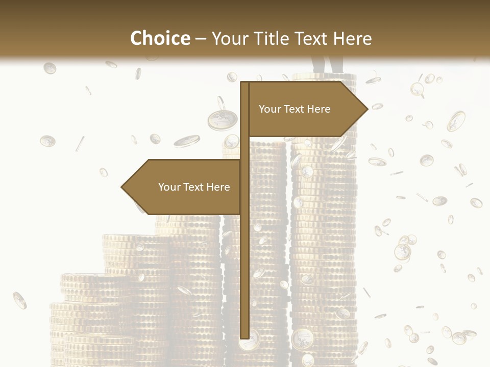 A Man Standing On Top Of A Pile Of Gold Coins PowerPoint Template