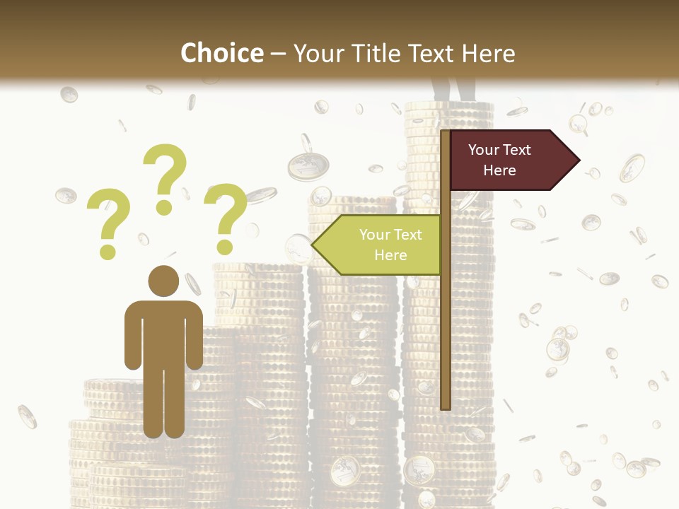 A Man Standing On Top Of A Pile Of Gold Coins PowerPoint Template
