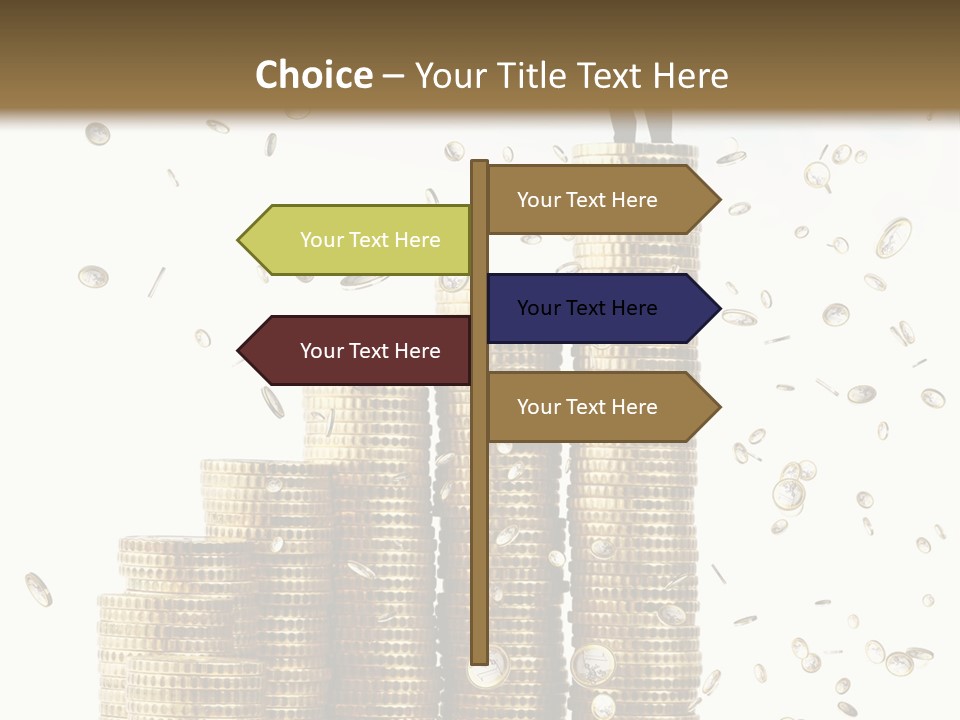 A Man Standing On Top Of A Pile Of Gold Coins PowerPoint Template