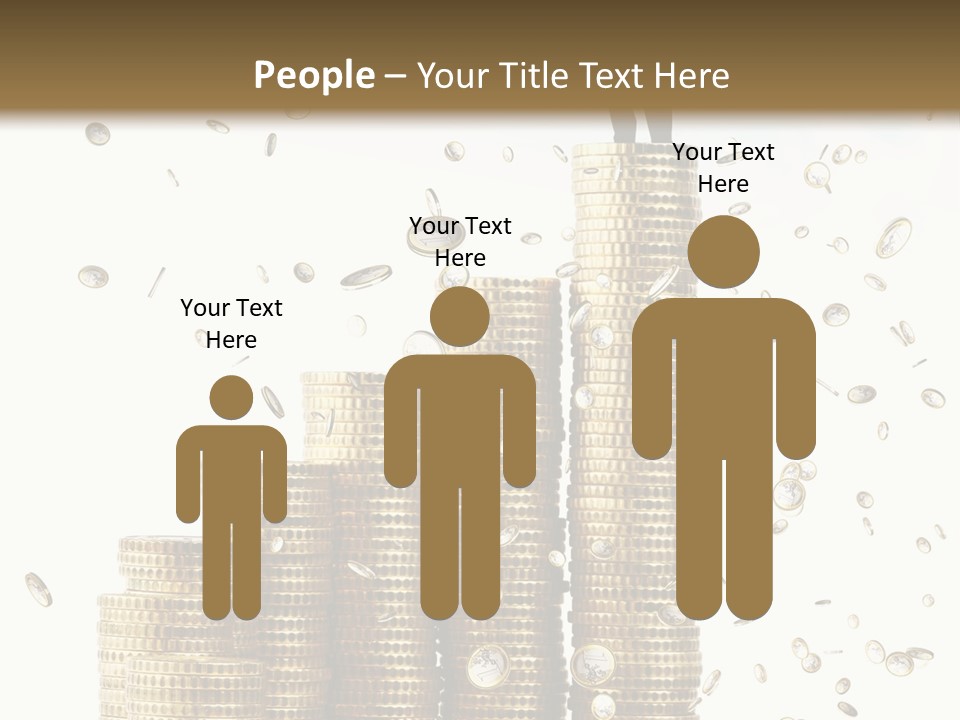 A Man Standing On Top Of A Pile Of Gold Coins PowerPoint Template