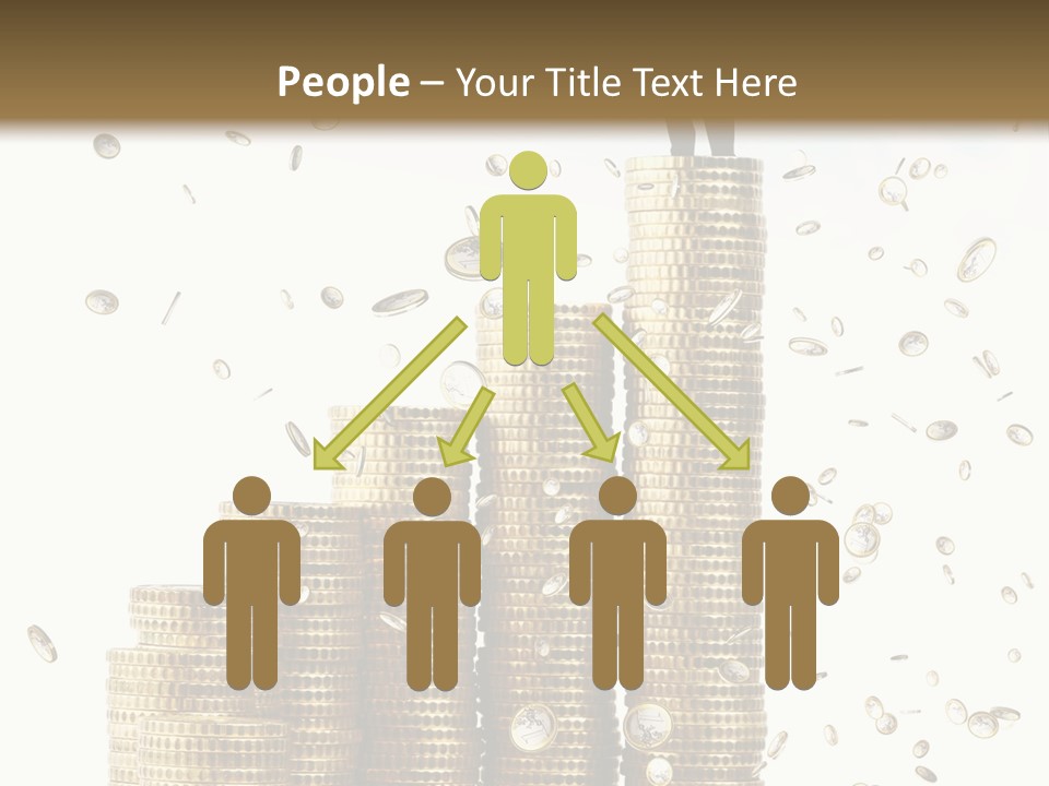 A Man Standing On Top Of A Pile Of Gold Coins PowerPoint Template