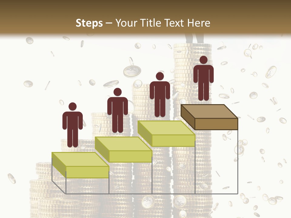A Man Standing On Top Of A Pile Of Gold Coins PowerPoint Template