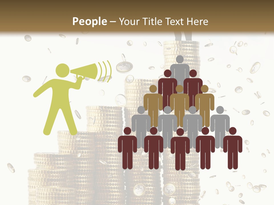 A Man Standing On Top Of A Pile Of Gold Coins PowerPoint Template