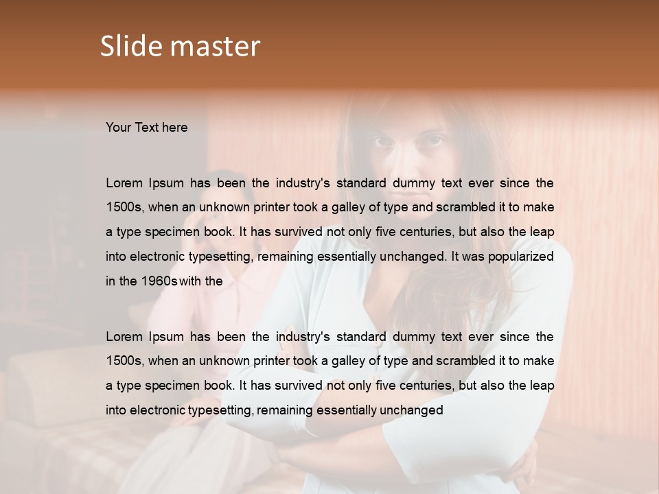 A Woman With Her Arms Crossed Standing In Front Of A Woman Sitting On A Couch PowerPoint Template