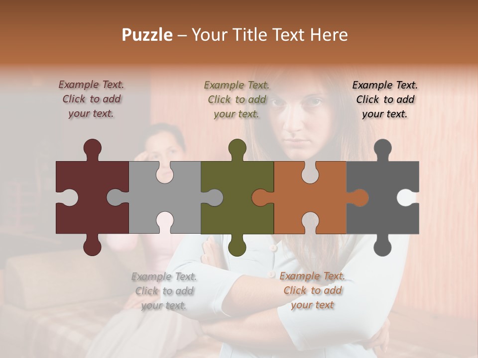 A Woman With Her Arms Crossed Standing In Front Of A Woman Sitting On A Couch PowerPoint Template