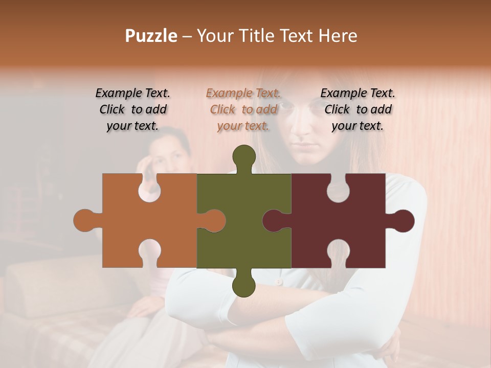 A Woman With Her Arms Crossed Standing In Front Of A Woman Sitting On A Couch PowerPoint Template