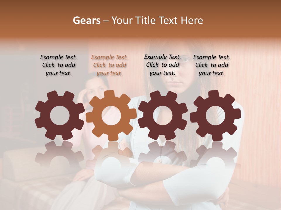 A Woman With Her Arms Crossed Standing In Front Of A Woman Sitting On A Couch PowerPoint Template