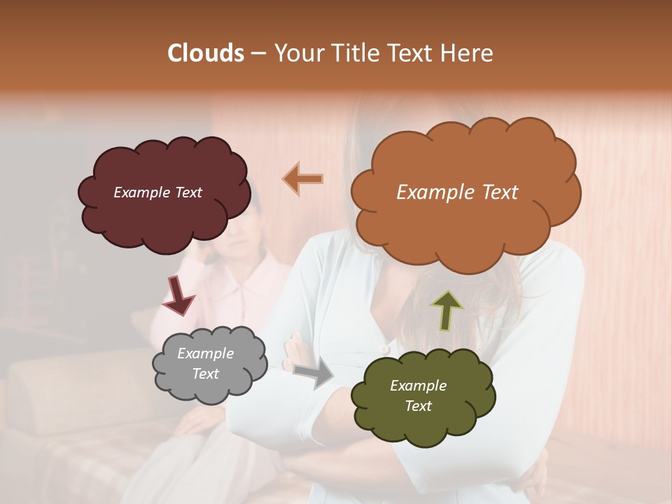 A Woman With Her Arms Crossed Standing In Front Of A Woman Sitting On A Couch PowerPoint Template