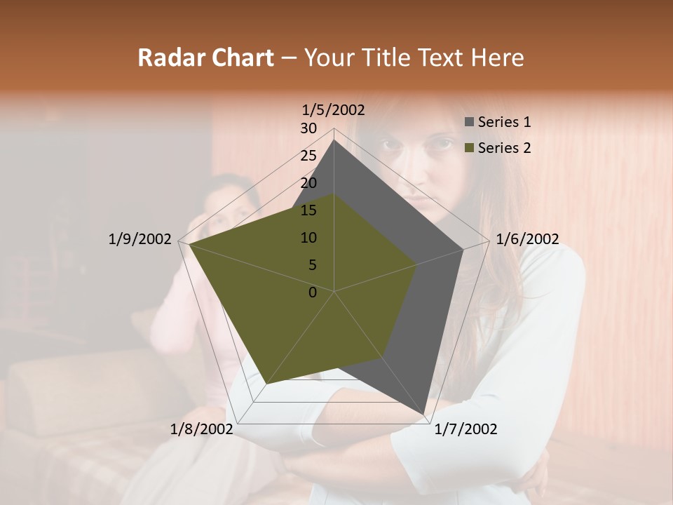 A Woman With Her Arms Crossed Standing In Front Of A Woman Sitting On A Couch PowerPoint Template