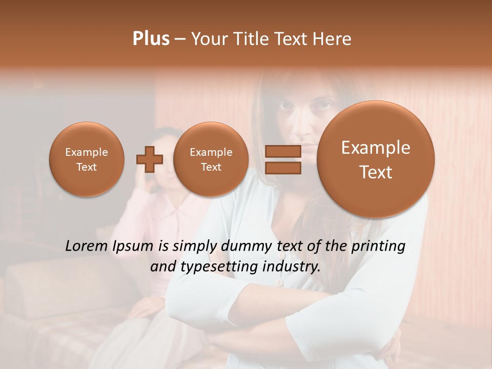 A Woman With Her Arms Crossed Standing In Front Of A Woman Sitting On A Couch PowerPoint Template