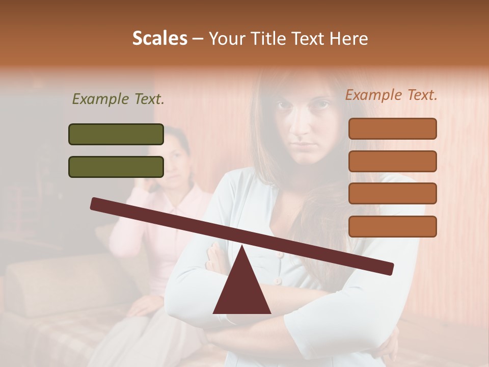 A Woman With Her Arms Crossed Standing In Front Of A Woman Sitting On A Couch PowerPoint Template