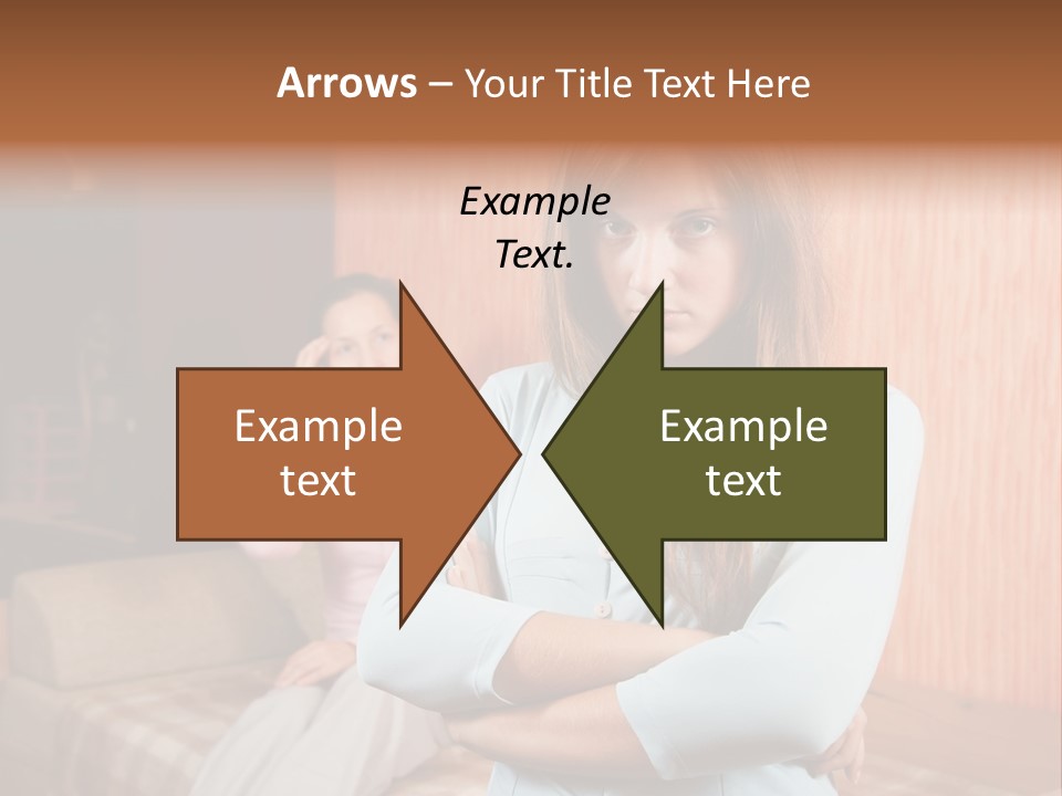 A Woman With Her Arms Crossed Standing In Front Of A Woman Sitting On A Couch PowerPoint Template