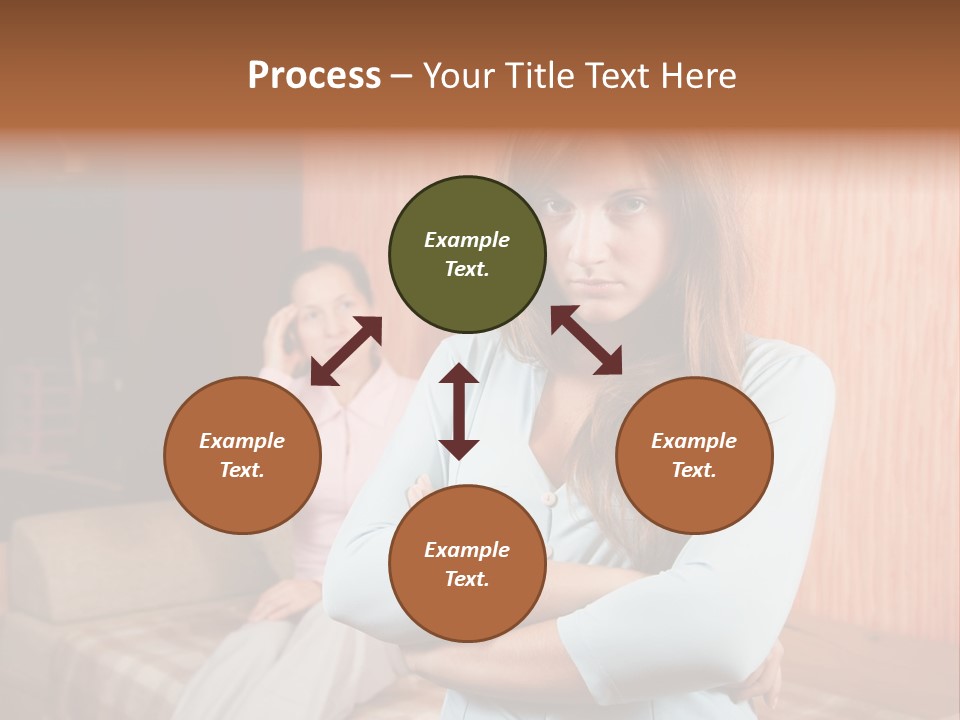 A Woman With Her Arms Crossed Standing In Front Of A Woman Sitting On A Couch PowerPoint Template