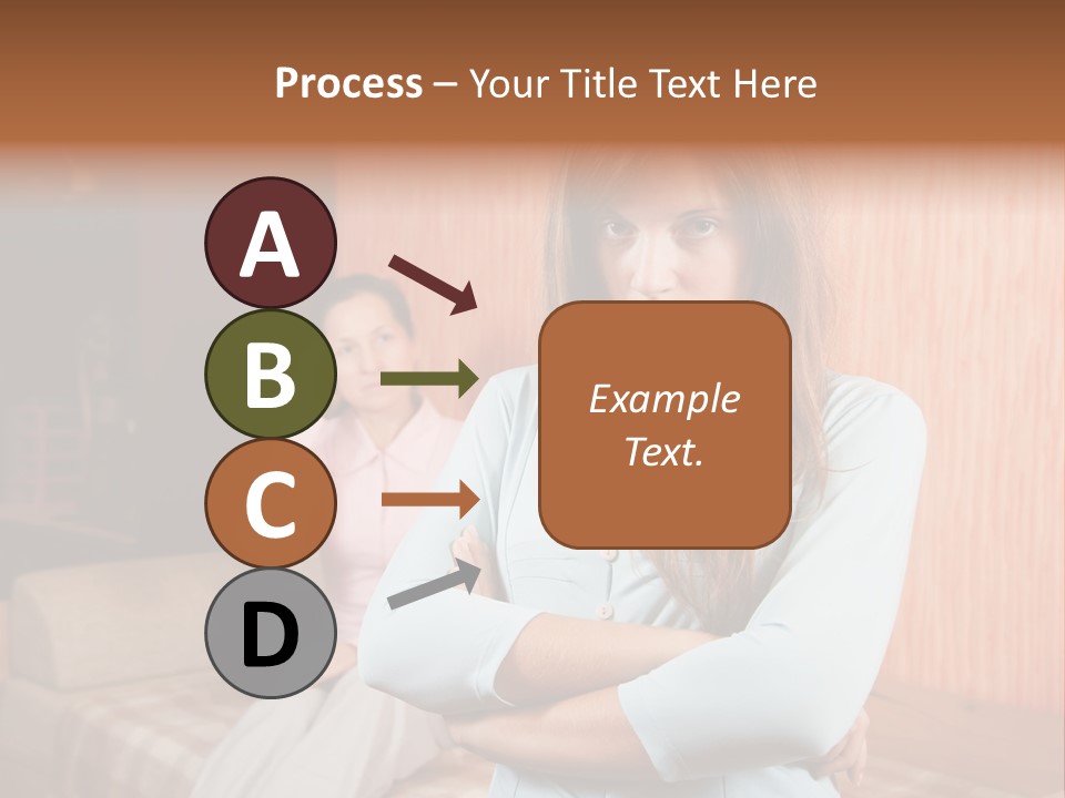 A Woman With Her Arms Crossed Standing In Front Of A Woman Sitting On A Couch PowerPoint Template