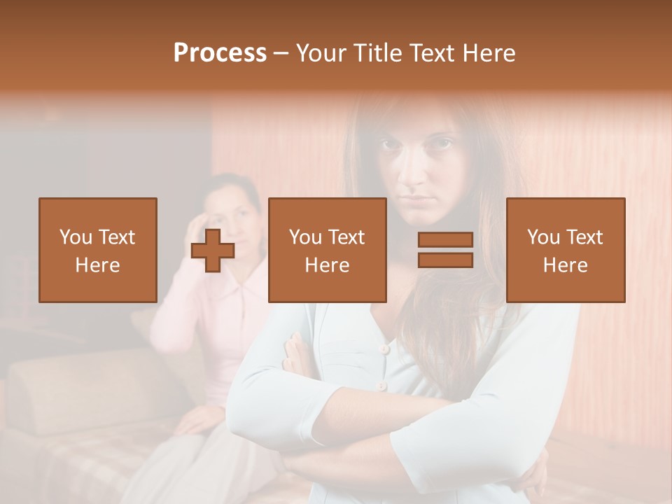 A Woman With Her Arms Crossed Standing In Front Of A Woman Sitting On A Couch PowerPoint Template