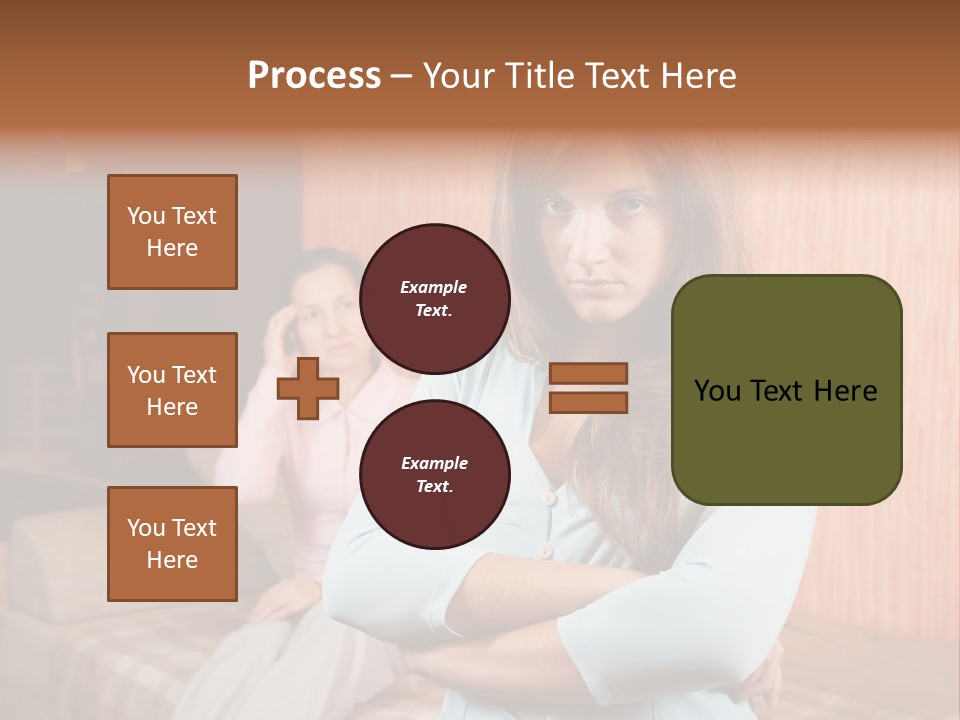 A Woman With Her Arms Crossed Standing In Front Of A Woman Sitting On A Couch PowerPoint Template