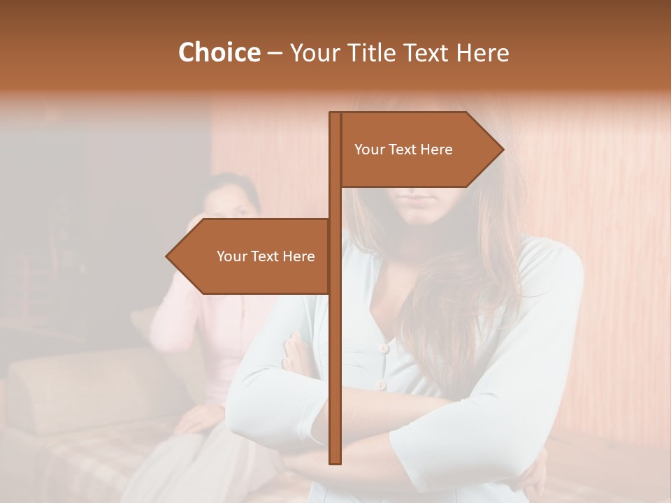 A Woman With Her Arms Crossed Standing In Front Of A Woman Sitting On A Couch PowerPoint Template