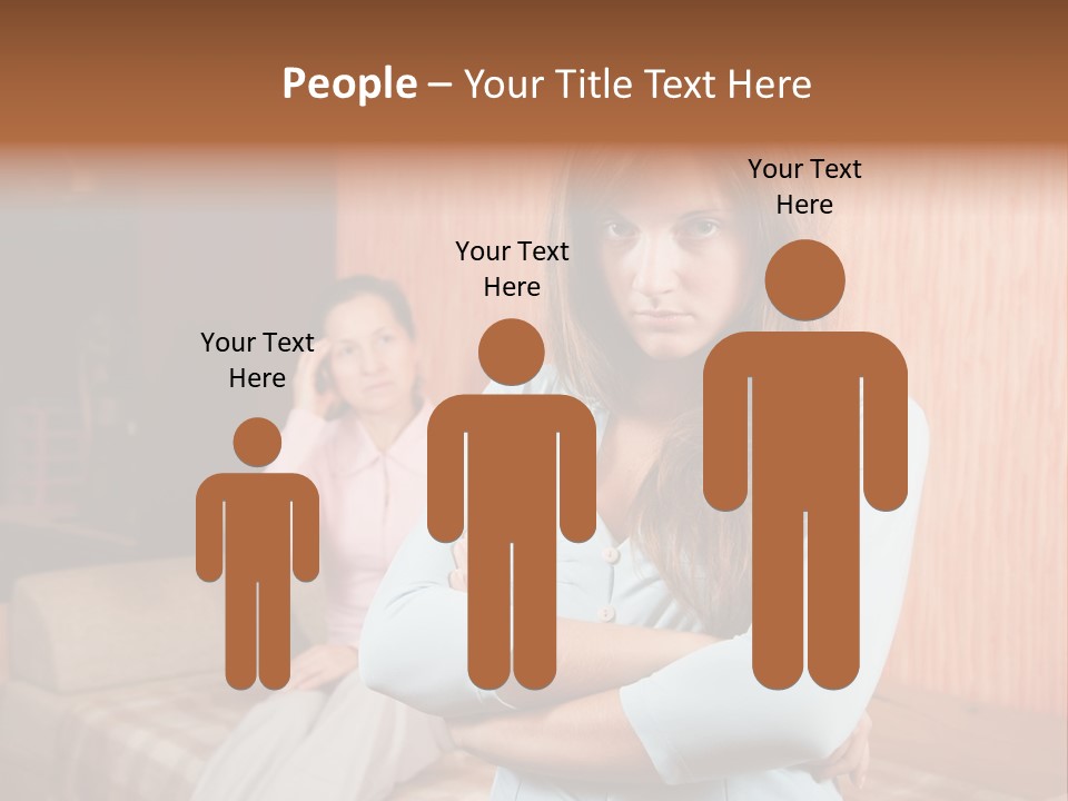 A Woman With Her Arms Crossed Standing In Front Of A Woman Sitting On A Couch PowerPoint Template