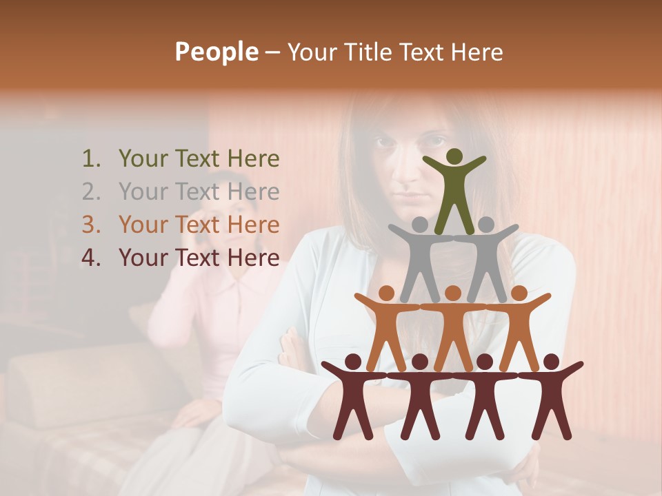 A Woman With Her Arms Crossed Standing In Front Of A Woman Sitting On A Couch PowerPoint Template