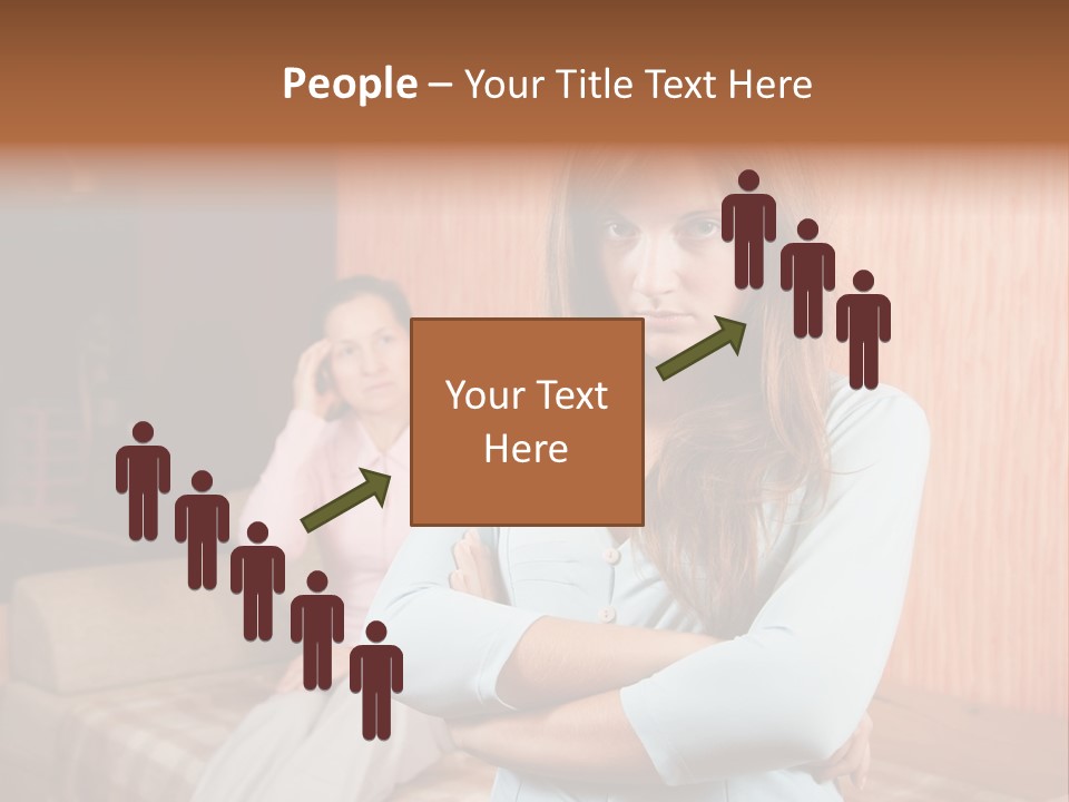 A Woman With Her Arms Crossed Standing In Front Of A Woman Sitting On A Couch PowerPoint Template
