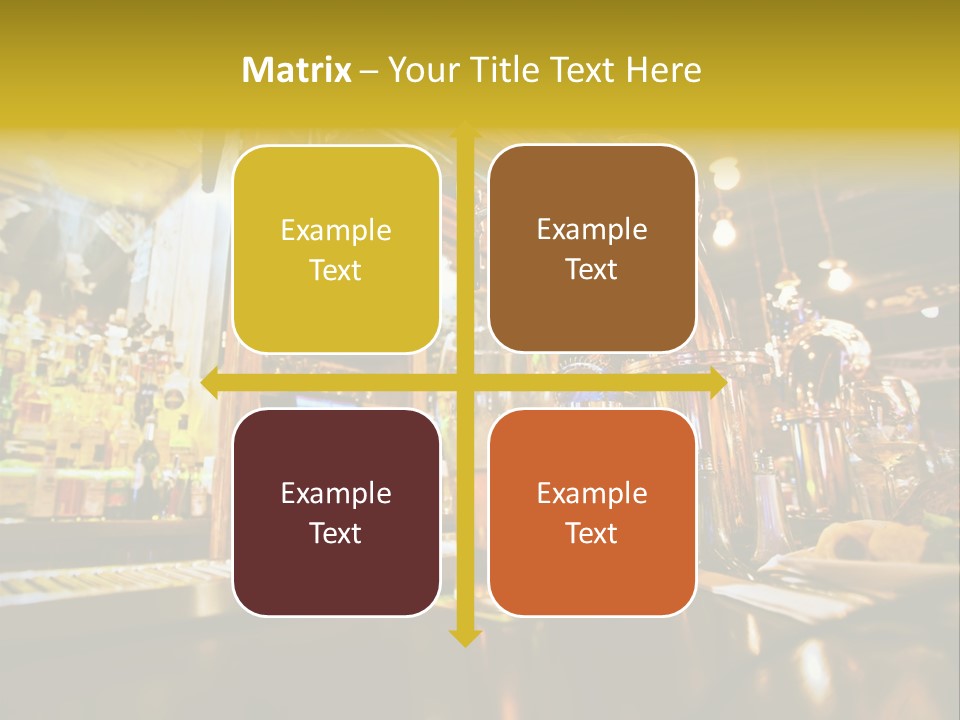 A Bar With A Lot Of Bottles And Glasses On It PowerPoint Template