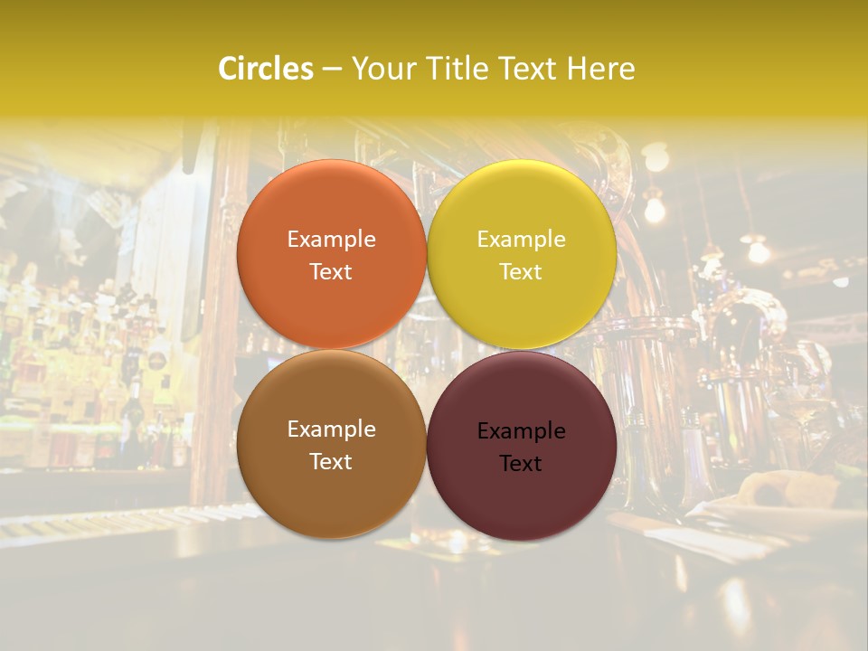 A Bar With A Lot Of Bottles And Glasses On It PowerPoint Template